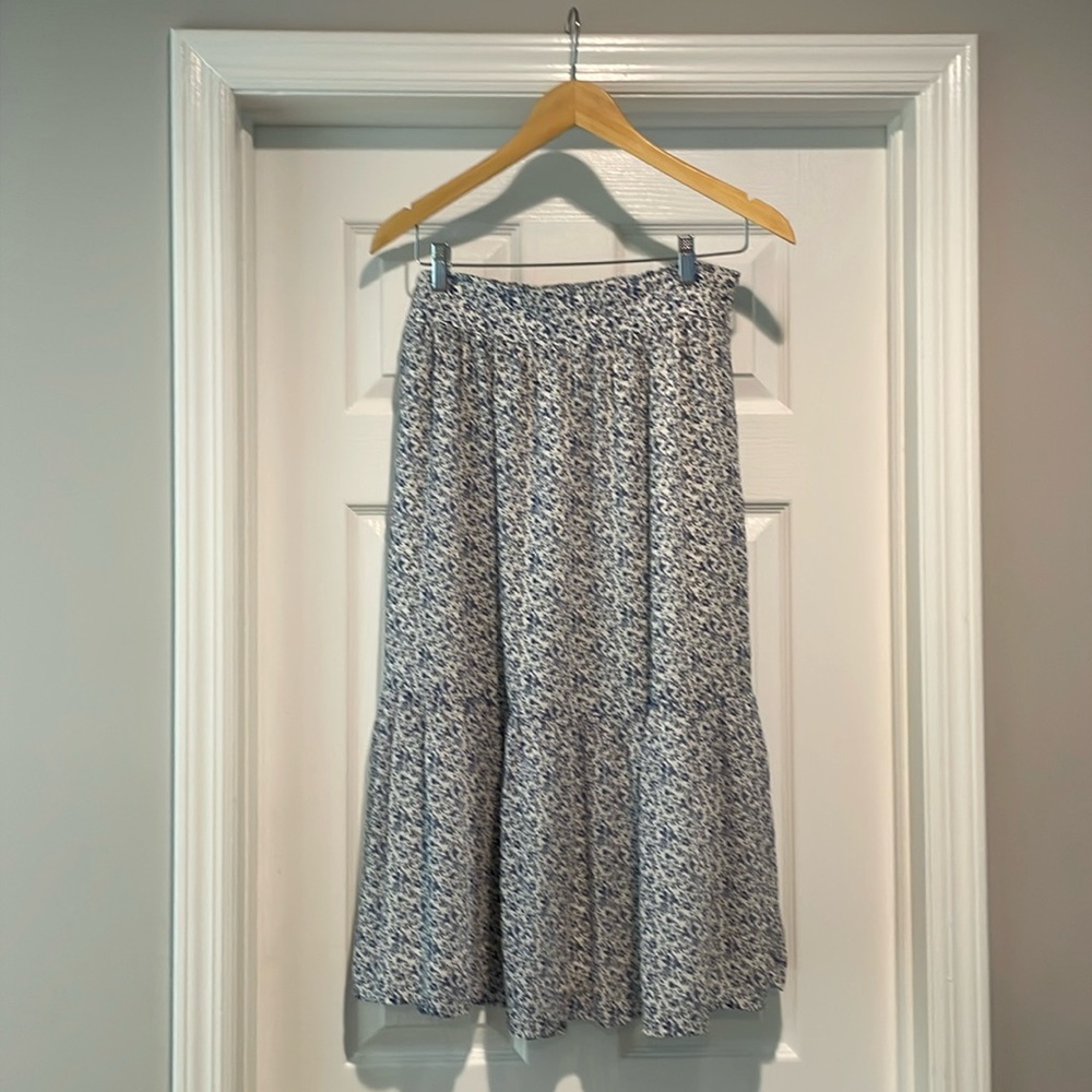Madewell midi skirt, sweet blue floral, medium